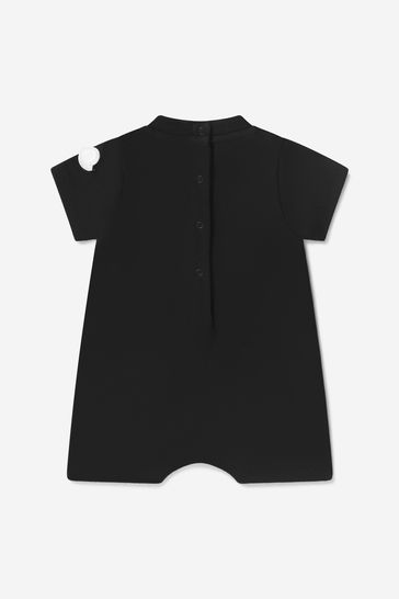 Baby Unisex Logo Romper in Black