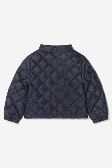 Baby Girls Down Quilted Binic Jacket in Navy