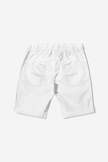 Baby Boys Cotton Poplin Logo Shorts in White