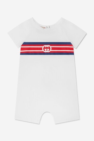Baby Boys Cotton Jersey Logo Romper in Multicoloured