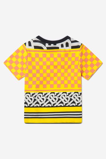 Kids Montage Print Cotton T-Shirt in Acid Yellow