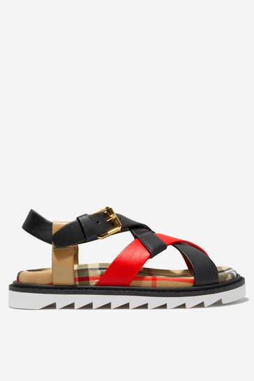 Kids Vintage Check and Tri-tone Leather Sandals