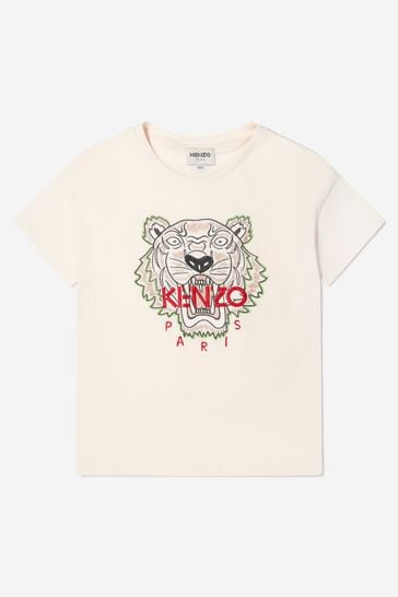 Girls Organic Cotton Tiger T-Shirt in Cream
