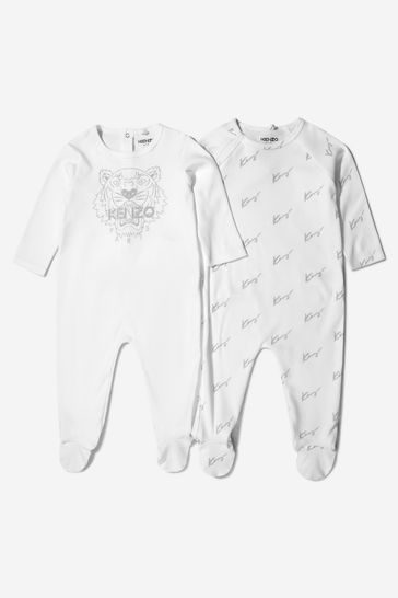 Kenzo Baby Unisex White Organic Cotton Sleepsuits Gift Set