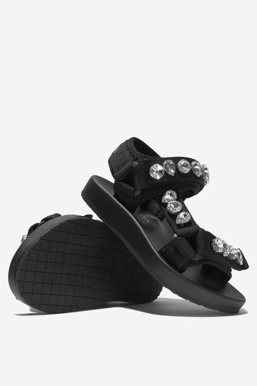 Girls Diamanté Strap Sandals in Black