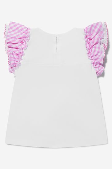 Baby Girls Cotton Jersey T-Shirt in White