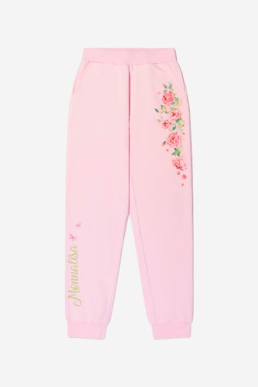 Girls Cotton Rose Joggers in Pink