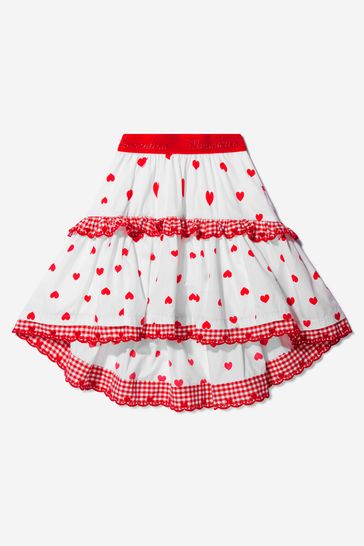 Girls Cotton Heart Print Skirt