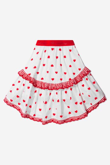 Girls Cotton Heart Print Skirt