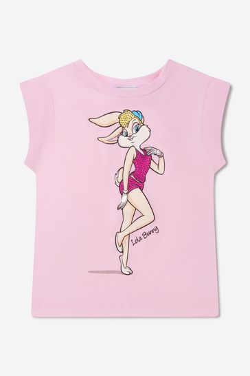 Girls Cotton Lola Bunny Maxi T-Shirt in Pink