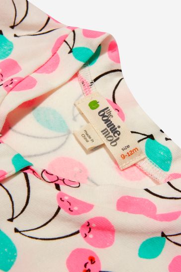 Baby Girls Organic Cotton Cherry Print Babygrow in Pink