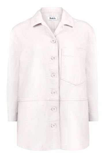 Buy Ro\u0026Zo Cream Denim Shacket from the 