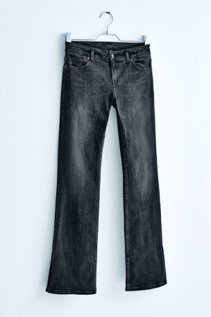 Own. Black Low Rise Stretch Flare Jeans With Side Split Hem
