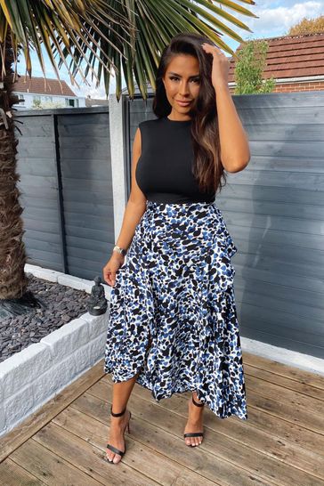 Buy AX Paris Blue Printed Skirt 2 in 1 Midi Dress from the Next UK online  shop