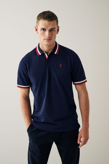 Navy Blue/Red Tipped Regular Fit Polo Shirt
