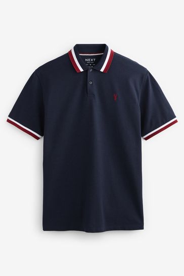 Navy Blue/Red Tipped Regular Fit Polo Shirt