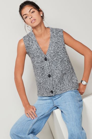 Grey knitted waistcoat online