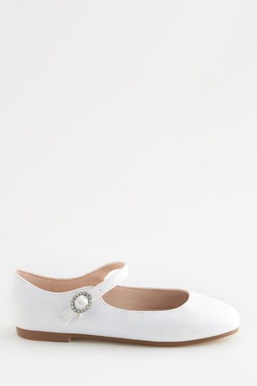 White satin mary jane hot sale shoes