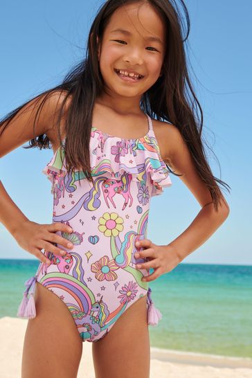 Pink Unicorn Frill Swimsuit 3mths 16yrs