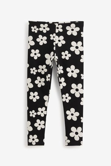 Black/White Floral Printed Leggings (3-16yrs)