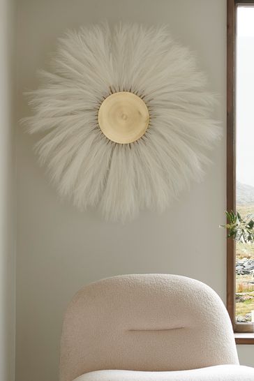 Rattan disc wall outlet art