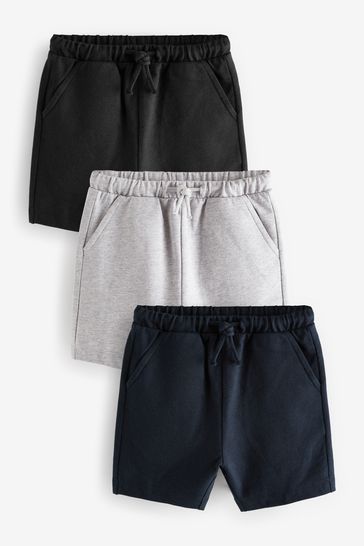 Grey Stone Neutral Black 100 Cotton Jersey Shorts 3 Pack 3mths 7yrs