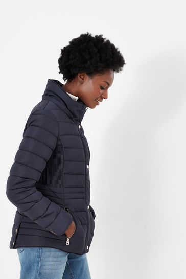 Joules Blue Gosway Fur Trim Padded Coat 