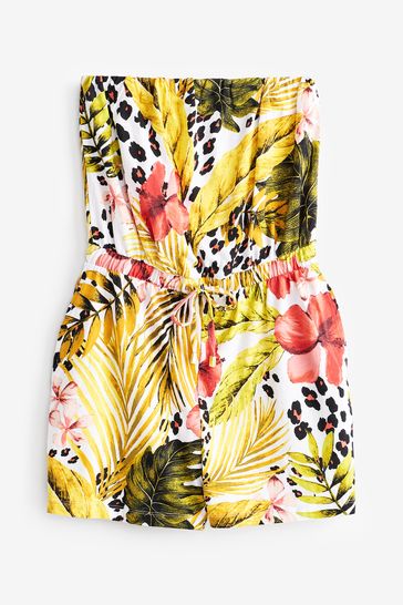 next.co.uk | White Hawaiian Print Bandeau Boobtube Playsuit