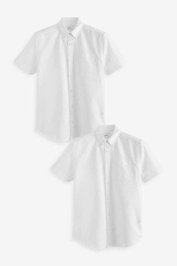 White Blue 2 Pack Short Sleeve Oxford Shirt Multipack