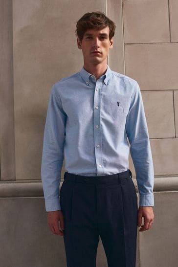 Buy Light Blue Slim Fit Long Sleeve Oxford Shirt from Next