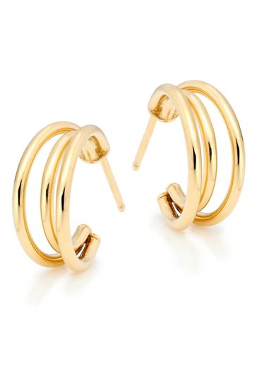 Buy Beaverbrooks 9CT Yellow Gold Triple Hoop Earrings from the Next UK ...