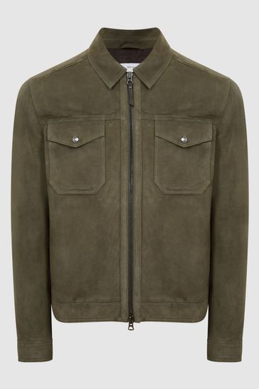Buy Reiss Pike Suede Zip Through Trucker Jacket from the Laura Ashley online shop