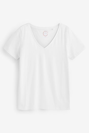 White Essentials Short Sleeve V-Neck T-Shirt