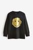 Black Gold Smile Long Sleeve Graphic T-Shirt Planet (3-16yrs)