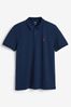 Navy Print Pique Polo Shirt