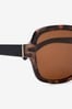 Tortoiseshell Brown Small Square Polarised Sunglasses