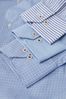 Blue Stripe and Check Regular Fit Single Cuff Shirts 3 Pack