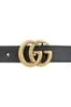 Black Leather Belt With Gold GG Buckle