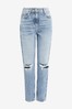 Mid Blue Ripped Rochelle Mom Jeans