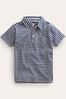 Boden Blue Striped Slubbed Polo Shirt