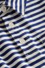 Boden Blue Striped Slubbed Polo Shirt