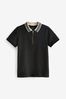 Black Short Sleeve Zip Neck Polo Shirt (3-16yrs)