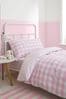 Bianca Pink Check And Stripe Cotton Duvet Cover and Pillowcase Set
