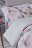 furn. Blush Pink Luna Geometric Reversible Duvet Cover and Pillowcase Set