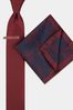 Moss Wine Floral Tie, Pocket Square And Tie Bar Set