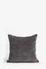 Charcoal Grey Soft Velour Small Square Cushion
