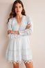 Boden White Lace Trim Mini Dress
