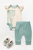 Lily & Jack Green Bodysuit/Joggers and Shoes plum Outfit Set