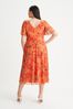 Scarlett & Jo Orange Flower Print Victoria Angel Sleeve Mesh Long Midi Dress