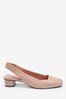 Rose Pink Regular/Wide Fit Leather Slingback Block Heel Shoes